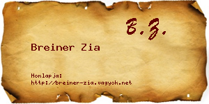 Breiner Zia névjegykártya